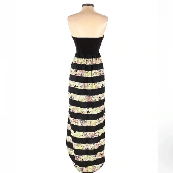 Hurley | Scout Strapless High Low Stripes Floral Maxi Dress Size S Small - Picture 2 of 4